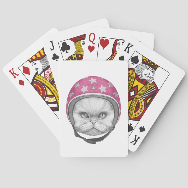 Jeu De Cartes Cavalier de moto de chat persan (dos)