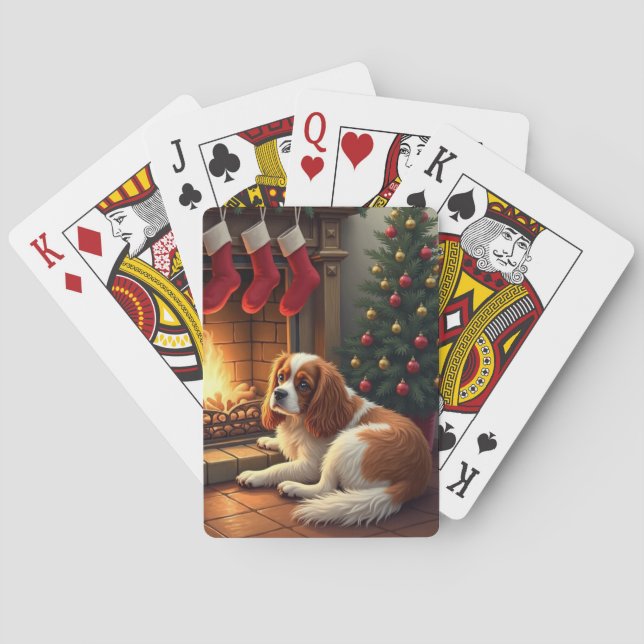 Jeu De Cartes Cavalier King Charles by the Fireplace Christmas (dos)