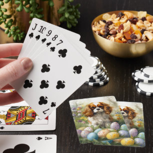 Jeu De Cartes Cavalier King Charles Spaniel avec Oeufs de Pâques