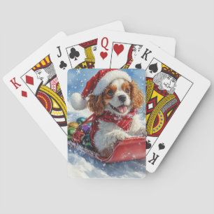 Jeu De Cartes Cavalier King Charles Spaniel Chien Sledge Noël