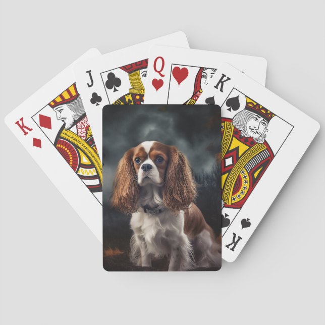 Jeu De Cartes Cavalier King Charles Spaniel Halloween effrayant (dos)