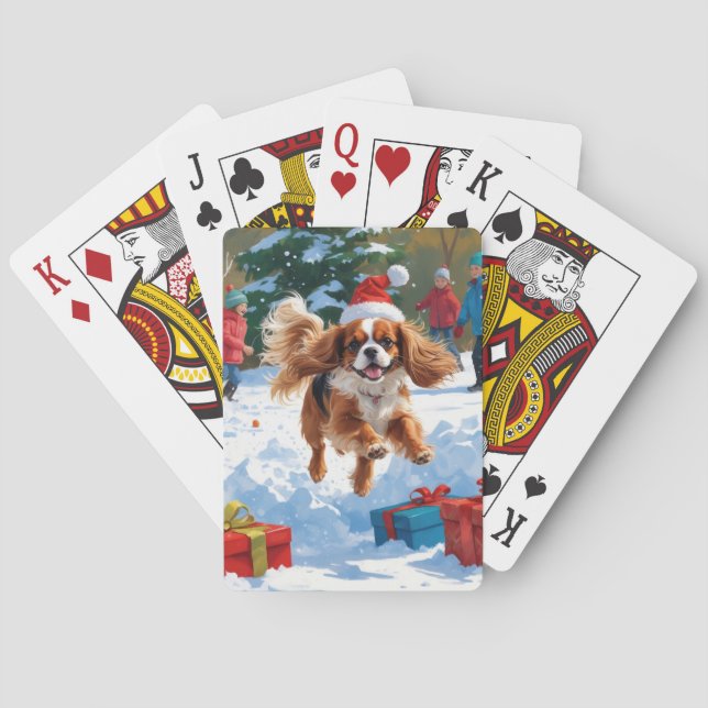 Jeu De Cartes Cavalier King Charles Spaniel Neige avec Noël  (dos)