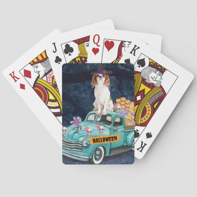 Jeu De Cartes Cavalier King Chien Halloween Camion Effrayant Nui (dos)
