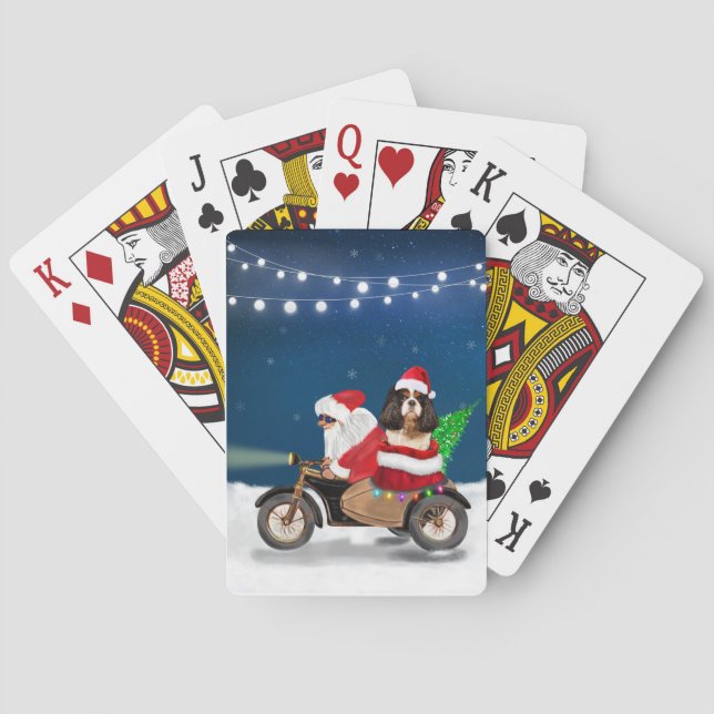 Jeu De Cartes Cavalier King Chien Noël Père Noël (dos)