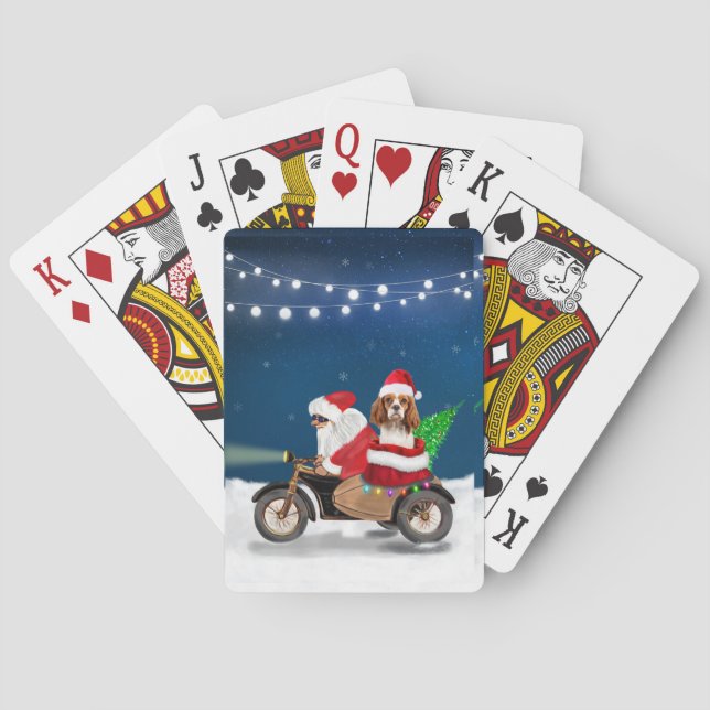 Jeu De Cartes Cavalier King Chien Noël Père Noël (dos)