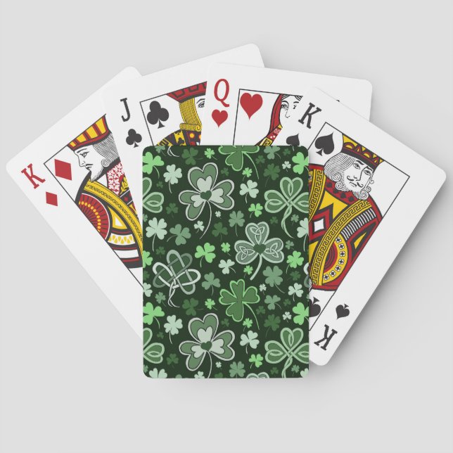 Jeu De Cartes Celtic Clover Pattern Green Irish Hearts (dos)