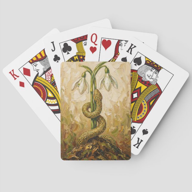 Jeu De Cartes Celtic Snake Snowdrops Imbolc Rebirth Fantasy Art (dos)