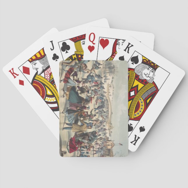 Jeu De Cartes Central-Park, hiver. L'étang de patinage. New York (dos)