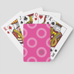 Jeu De Cartes Cercles clés grecs preppy Sorority INITIALS rose