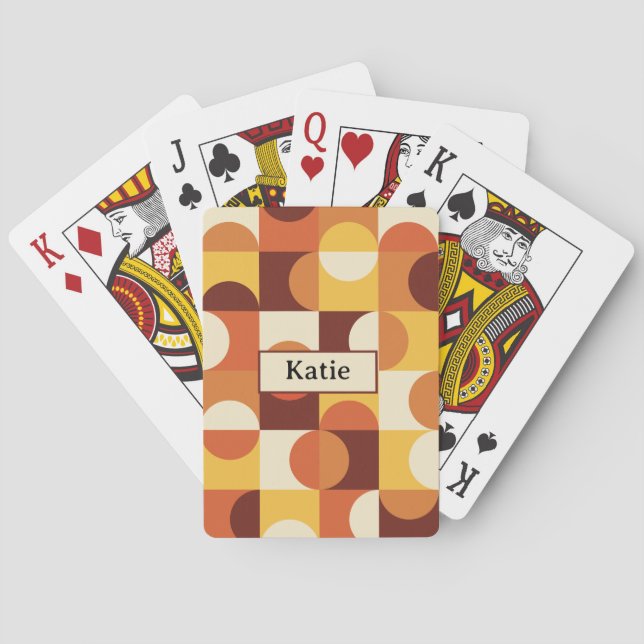 Jeu De Cartes Cercles moitié milieu du siècle jaune orange Nom  (dos)