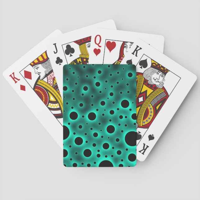 Jeu De Cartes Cercles noirs sur fond turquoise (dos)