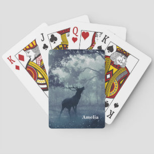 Jeu De Cartes Cerf avec Antlers dans une forêt ombragée