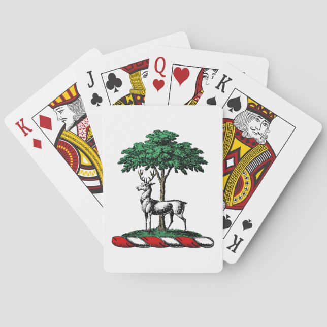 Jeu De Cartes Cerf Daim devant un Arbre Blason Emblématique (dos)