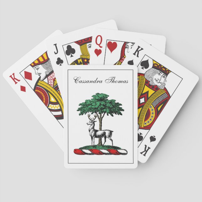 Jeu De Cartes Cerf Daim devant un Arbre Blason Emblème Héraldiqu (dos)