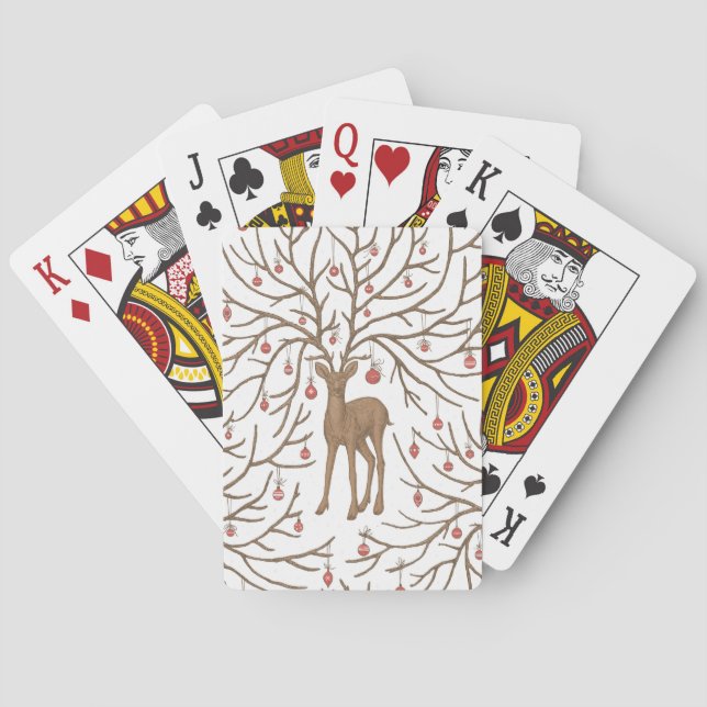 Jeu De Cartes Cerf de Noël sur fond blanc (dos)