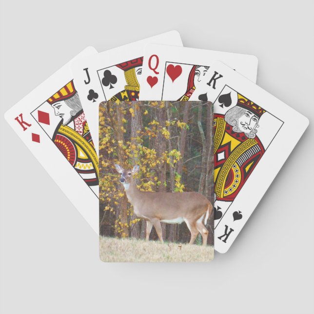 Jeu De Cartes Cerf devant l'arbre d'automne jaune (dos)
