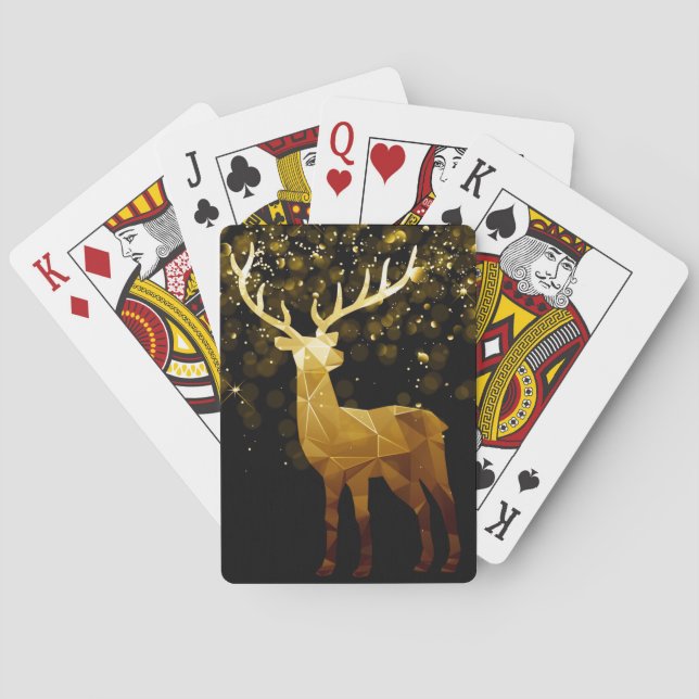 Jeu De Cartes Cerf géométrique polygone doré (dos)