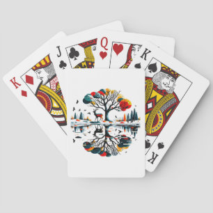 Jeu De Cartes Cerf majestueux dans la forêt hivernale enneigée