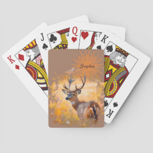 Jeu De Cartes Cerf Majestueux dans un Champ de Fleurs Sauvages