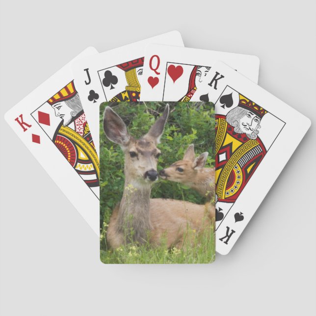 Jeu De Cartes Cerf Mule Cerf avec Faon (dos)