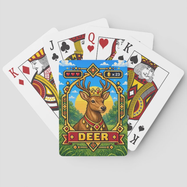 Jeu De Cartes Cerf Rétro Pixel Art 8-Bit (dos)