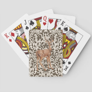 Jeu De Cartes Cerf sur le motif damassé de chêne décoratif en br