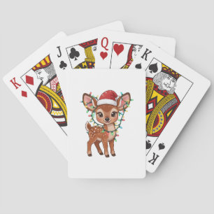 Jeu De Cartes Cerfs de la forêt enveloppés de lumières de Noël  