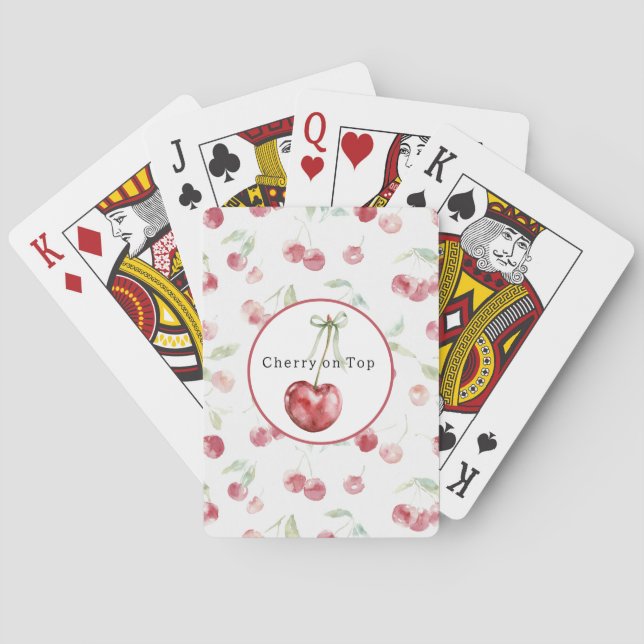 Jeu De Cartes Cerises Rouges Feuilles Vertes (dos)