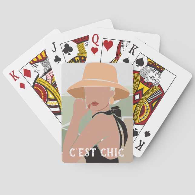 Jeu De Cartes C'est Chic Elegant Été Française Femme à SunHat (dos)