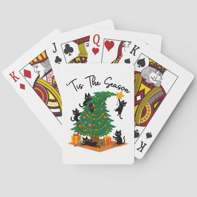 Jeu De Cartes C'est la saison Arbre de Noël Chat noir mignon (dos)