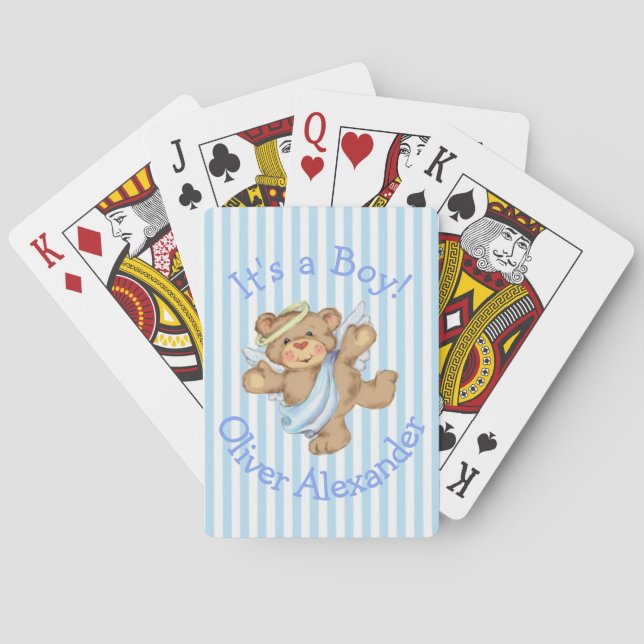 Jeu De Cartes C'est un garçon Custom Teddy Bear Angel (dos)