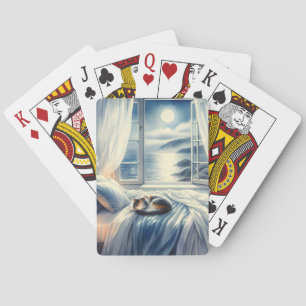 Jeu De Cartes Chambre côtière au clair de lune avec chat endormi