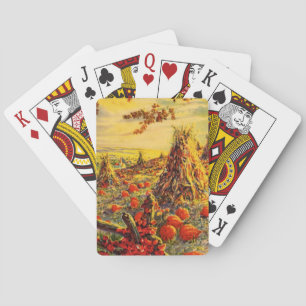 Jeu De Cartes Champ de citrouilles vintage Halloween avec des me