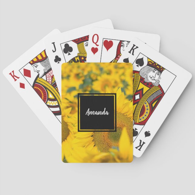 Jeu De Cartes Champ jaune de tournesols photo (dos)