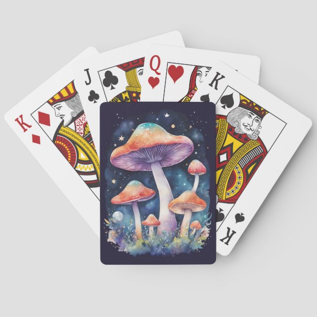 Jeu De Cartes Champignons Cosmiques Style Aquarelle (dos)