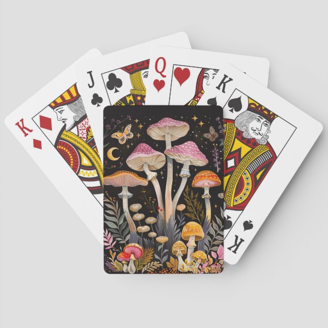 Jeu De Cartes Champignons de Whimsical papillons de nuit et lune (dos)