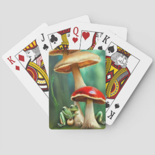 Jeu De Cartes champignons grenouille jouant aux cartes nature