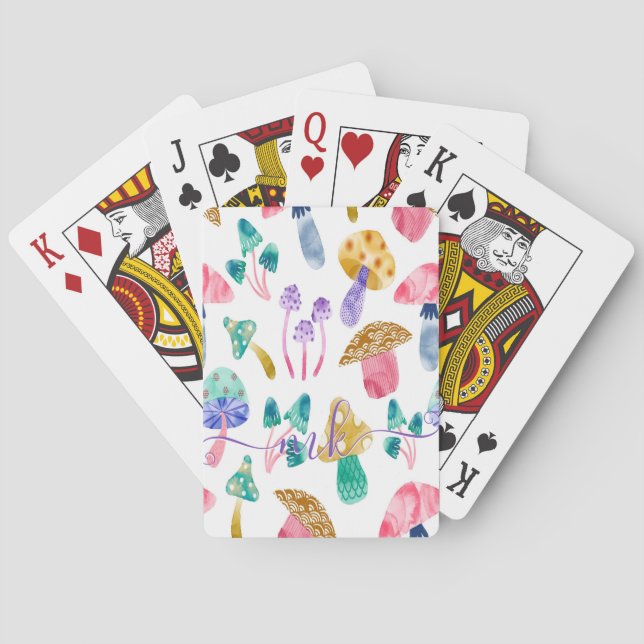 Jeu De Cartes Champignons mignons à l'aquarelle (dos)
