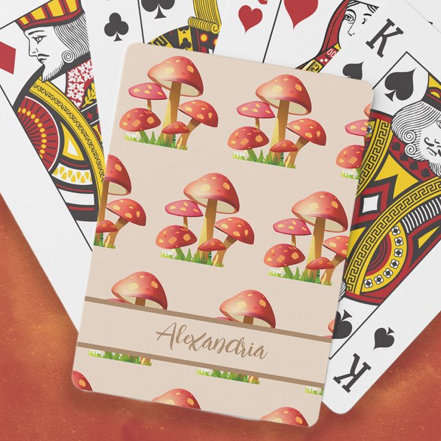 Jeu De Cartes Champignons rouges (Red mushrooms playing cards personalized with your name or any text you choose.)