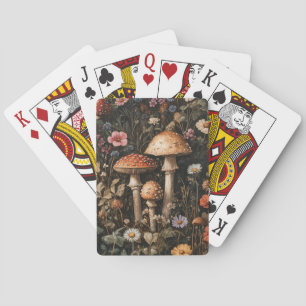 Jeu De Cartes Champignons Whimsical et Botanique Fleur sauvage