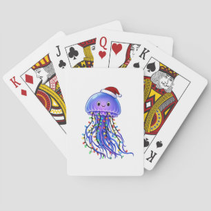 Jeu De Cartes Chapeau de Père Noël en méduse Lumières de Noël Jo