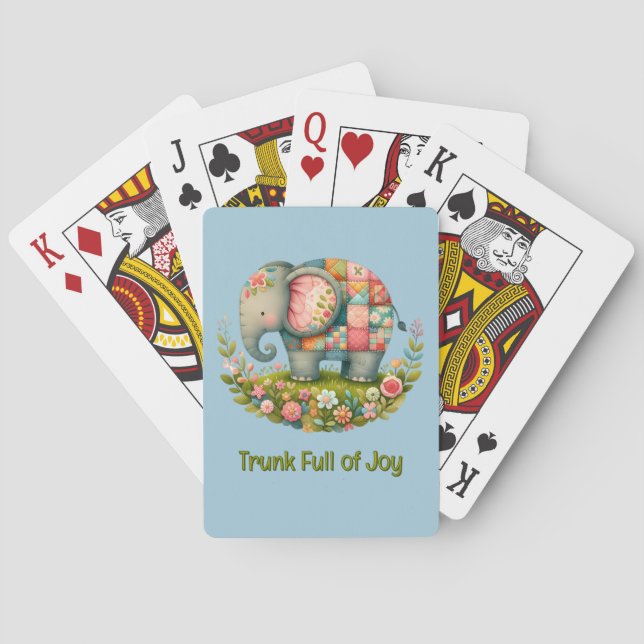 Jeu De Cartes Charme de Prairie Florale à l'Éléphant Patchwork (dos)