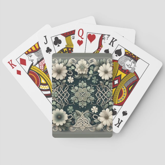 Jeu De Cartes Charme floral du trèfle celtique (dos)