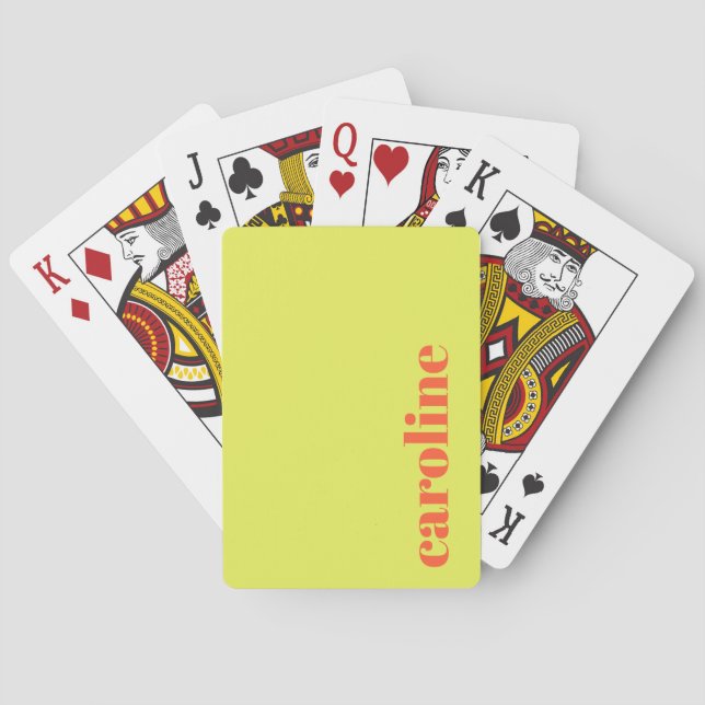 Jeu De Cartes Chartreuse Yellow Bold Orange Name Personalized (dos)