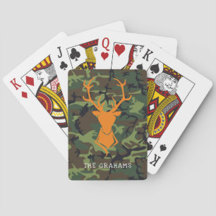 Jeu De Cartes Chasse à Camouflage Orange Cerf Buck   Monogramme