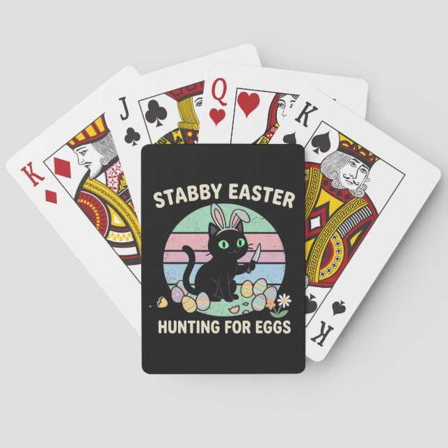 Jeu De Cartes Chasse de Pâques aux œufs Chat drôle (dos)
