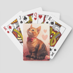 Jeu De Cartes Chat Abyssin avec des Roses - Saint-Valentin
