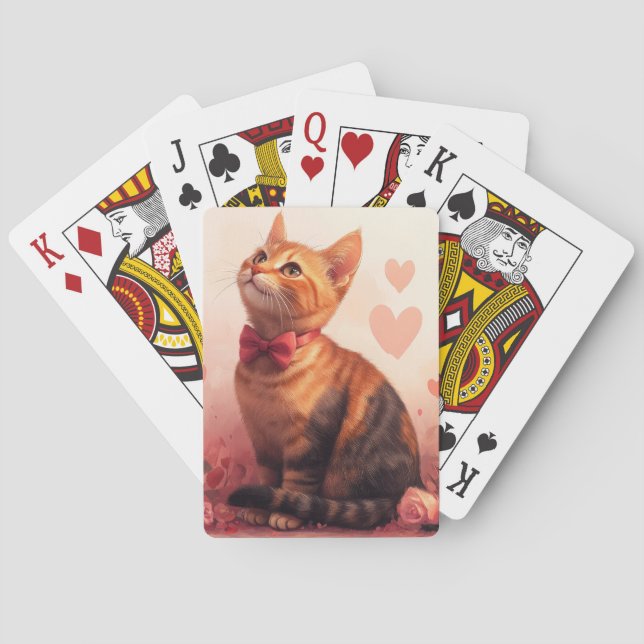 Jeu De Cartes Chat Abyssin avec des Roses - Saint-Valentin (dos)