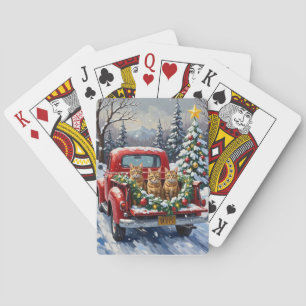 Jeu De Cartes Chat abyssin camion rouge de Noël vacances