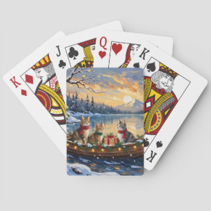 Jeu De Cartes Chat angora turc Noël Bateau Fêtes